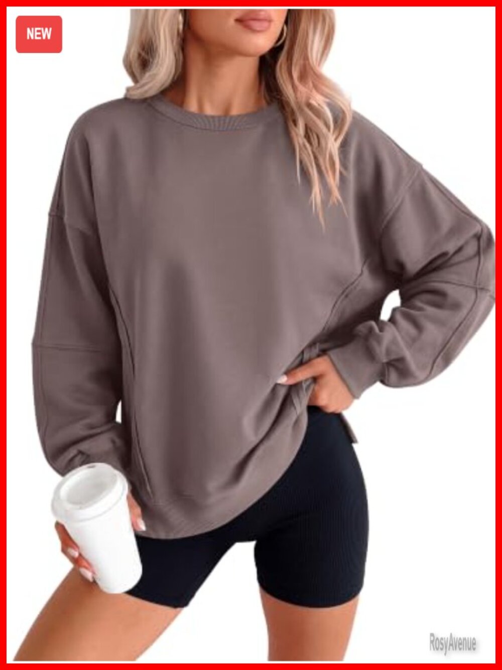 Oversized Long Sleeve Crewneck Sweatshirt Pullover Womens Casual